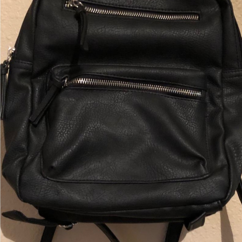 Stylish Black Leather Backpack
